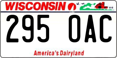 WI license plate 295OAC