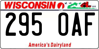 WI license plate 295OAF