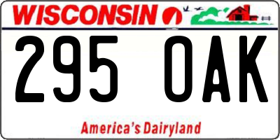 WI license plate 295OAK