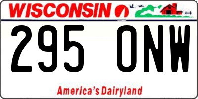 WI license plate 295ONW
