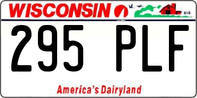 WI license plate 295PLF
