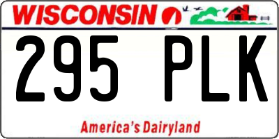 WI license plate 295PLK