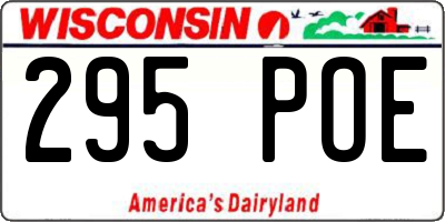 WI license plate 295POE