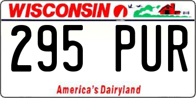 WI license plate 295PUR