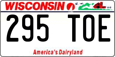 WI license plate 295TOE
