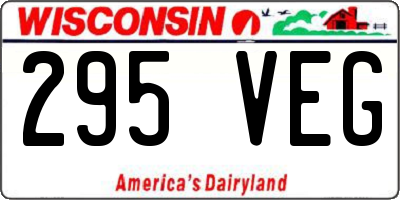 WI license plate 295VEG