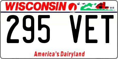 WI license plate 295VET