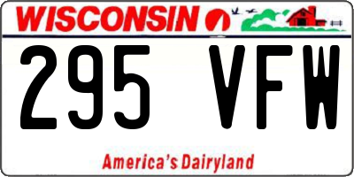 WI license plate 295VFW