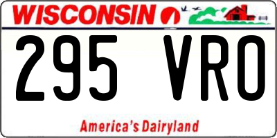 WI license plate 295VRO