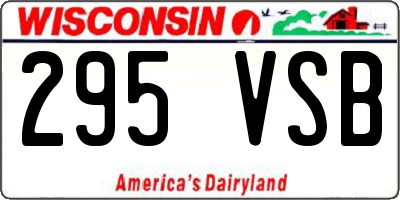 WI license plate 295VSB