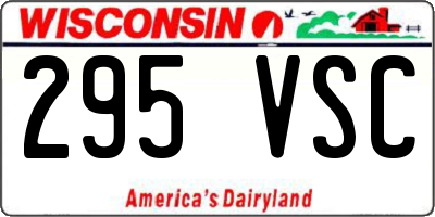 WI license plate 295VSC