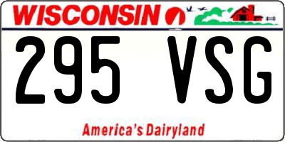 WI license plate 295VSG