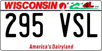 WI license plate 295VSL