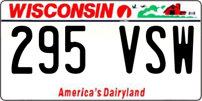 WI license plate 295VSW