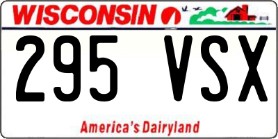 WI license plate 295VSX