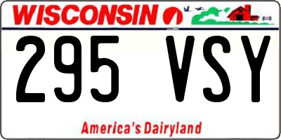 WI license plate 295VSY