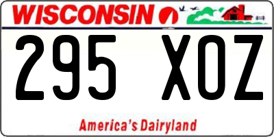 WI license plate 295XOZ