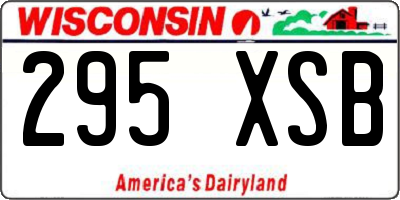 WI license plate 295XSB