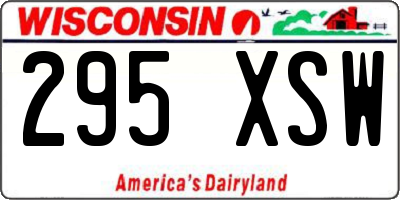 WI license plate 295XSW