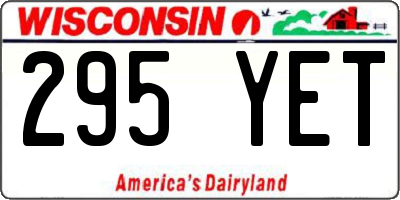 WI license plate 295YET