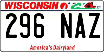 WI license plate 296NAZ
