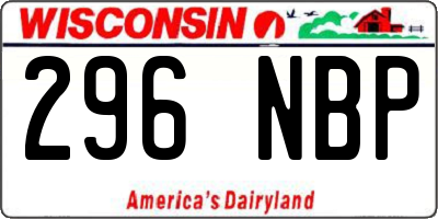 WI license plate 296NBP