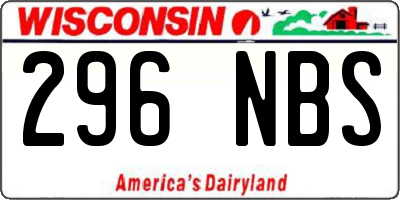 WI license plate 296NBS