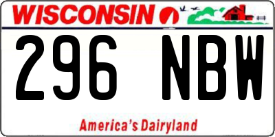 WI license plate 296NBW