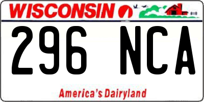 WI license plate 296NCA