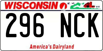WI license plate 296NCK