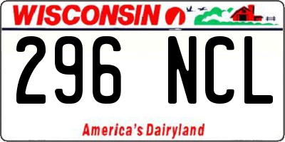 WI license plate 296NCL