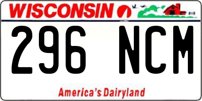 WI license plate 296NCM
