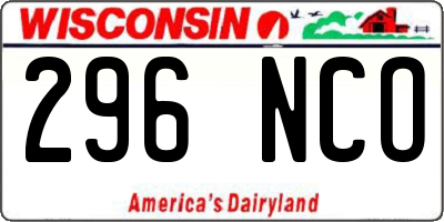 WI license plate 296NCO