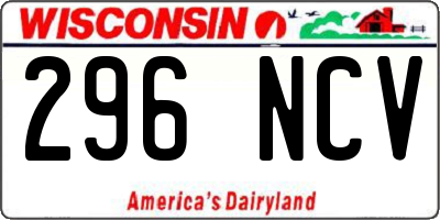 WI license plate 296NCV
