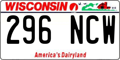 WI license plate 296NCW