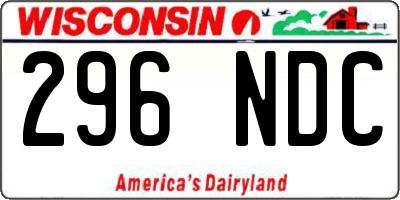 WI license plate 296NDC