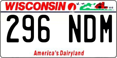 WI license plate 296NDM