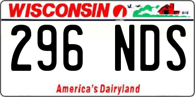 WI license plate 296NDS