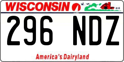 WI license plate 296NDZ