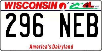 WI license plate 296NEB