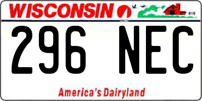 WI license plate 296NEC