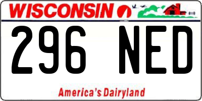 WI license plate 296NED