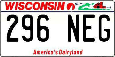 WI license plate 296NEG