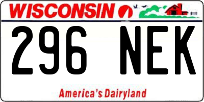 WI license plate 296NEK