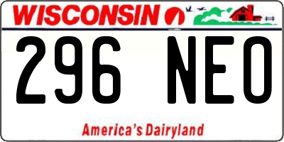 WI license plate 296NEO