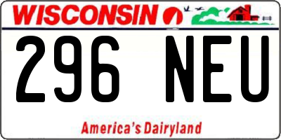 WI license plate 296NEU
