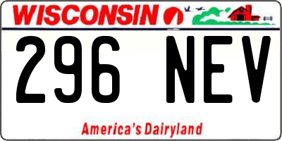 WI license plate 296NEV