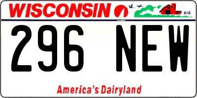 WI license plate 296NEW