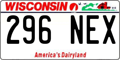 WI license plate 296NEX