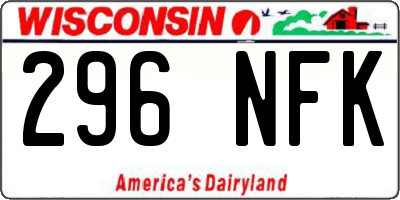 WI license plate 296NFK